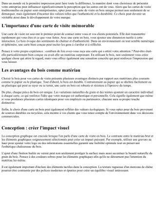 Développez votre marque avec une carte de visite en bois unique