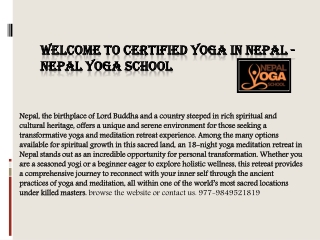 Certified yoga in Nepal -Nepal Yoga School