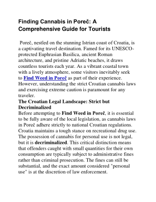 Finding Cannabis in Poreč A Comprehensive Guide for Tourists