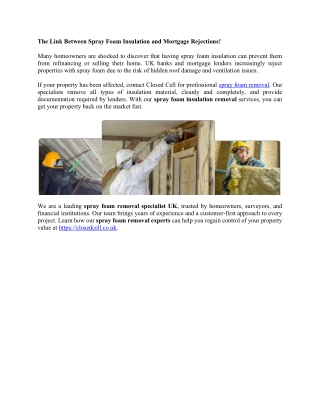 The Link Between Spray Foam Insulation and Mortgage Rejections!