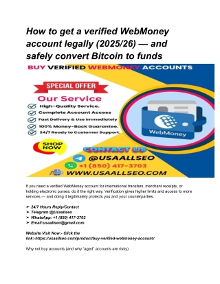 How to get a verified WebMoney account legally (2025_26) — and safely convert Bitcoin to funds