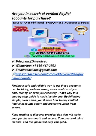 Are you in search of verified PayPal accounts for purchase_