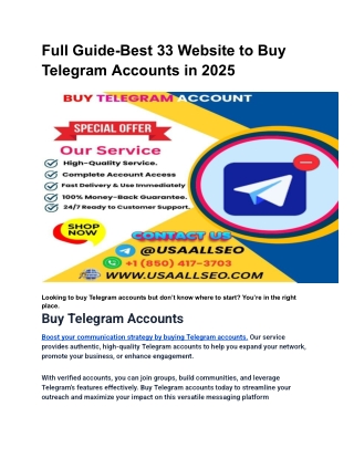 Full Guide-Best 33 Website to Buy Telegram Accounts in 2025