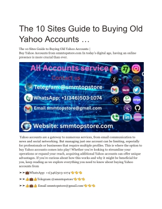 The 10 Sites Guide to Buying Old Yahoo Accounts …