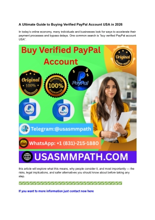 A Ultimate Guide to Buying Verified PayPal Account USA in 2026