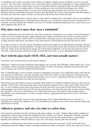 Top Tips for Choosing the Best Columbia Auto Glass Service