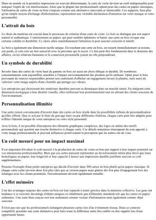 Pourquoi investir dans des cartes de visite haut de gamme en bois ?