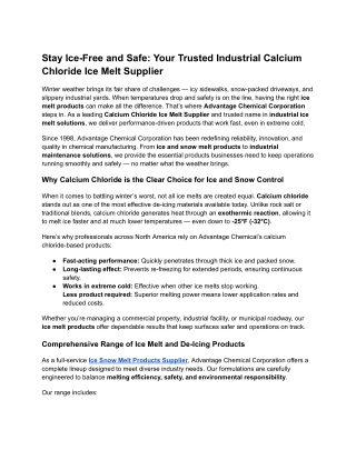 Stay Ice-Free and Safe_ Your Trusted Industrial Calcium Chloride Ice Melt Supplier
