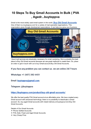 10 Steps To Buy Gmail Accounts In Bulk ( PVA , Agedr...buytoppva
