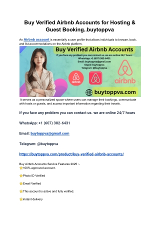 Buy Verified Airbnb Accounts for Hosting & Guest Booking..buytoppva