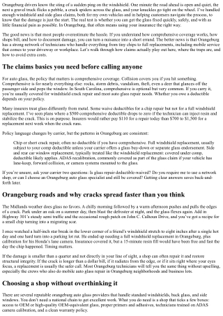 Insurance Claims for Auto Glass Repair in Orangeburg: A Guide