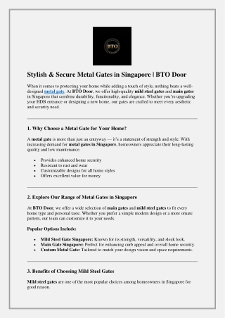 Stylish & Secure Metal Gates in Singapore  BTO Door