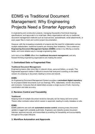 EDMS vs Traditional Document Management_ Why Engineering Projects Need a Smarter Approach