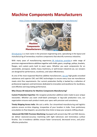 Machine Components Manufacturers