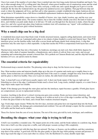 Windshield Chip Repair Anderson: What Determines Repairability