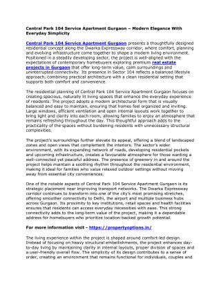 Central Park 104 Service Apartment Gurgaon – Modern Elegance With Everyday Simplicity