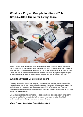 Project Completion Report Process with NestForm