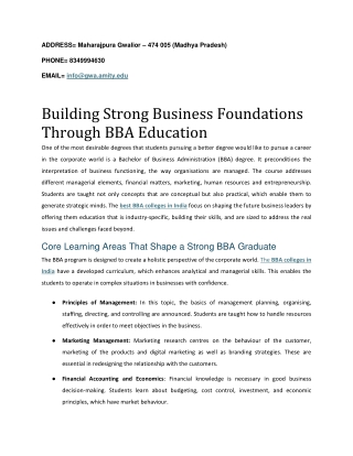 Building Strong Business Foundations Through BBA Education