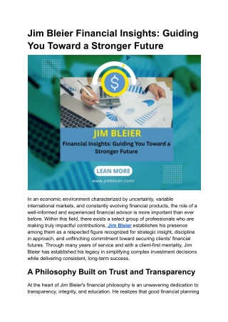 Jim Bleier – Tailored Investment Strategies for a Secure Future