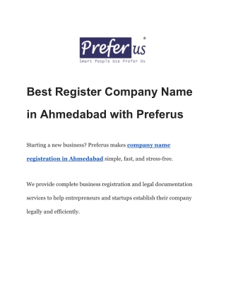 Best Register Company Name in Ahmedabad with Preferus