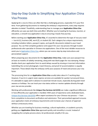 Step-by-Step Guide to Simplifying Your Application China