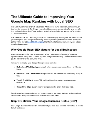The Ultimate Guide to Improving Your Google Map Ranking with Local SEO