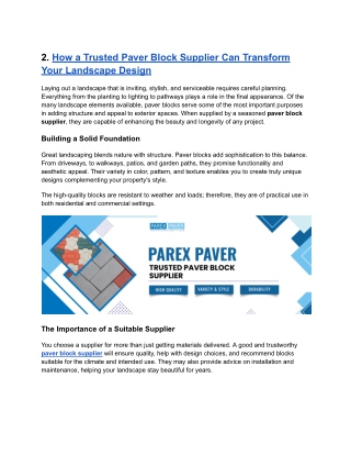 Trusted Paver Block Supplier