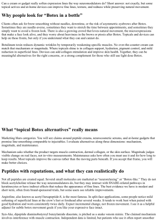 Topical Botox Alternatives: Peptides, Devices, and Expectations