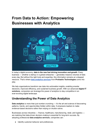 From Data to Action: Empowering Businesses with Analytics | Prohash Technologie