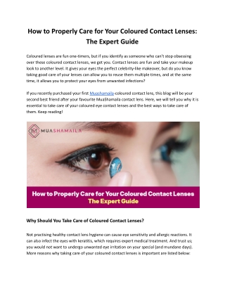 How to Properly Care for Your Coloured Contact Lenses: The Expert Guide