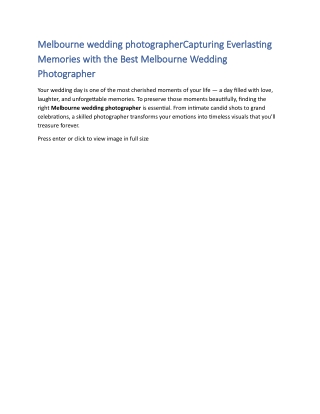 Melbourne wedding photographerCapturing Everlasting Memories with the Best Melbourne Wedding Photographer