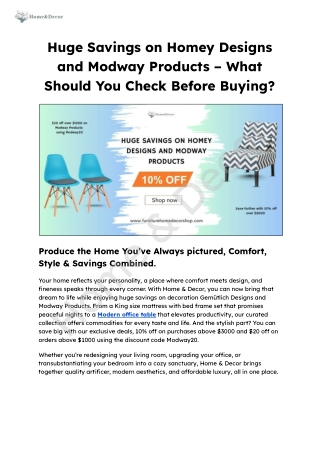 Huge Savings on Homey Designs and Modway Products – What Should You Check Before Buying