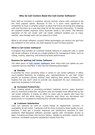 Why do call centers need the call center software