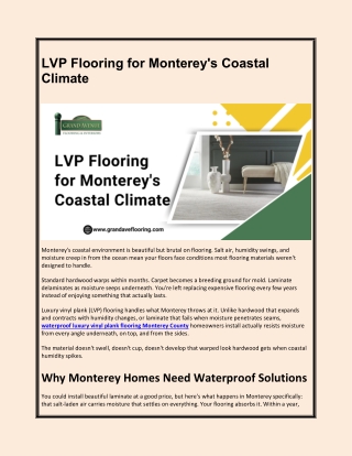 LVP Flooring for Monterey's Coastal Climate
