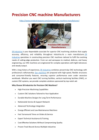 Precision CNC machine Manufacturers