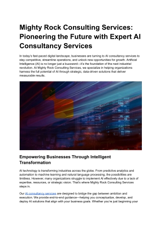 Mighty Rock Consulting Services_ Pioneering the Future with Expert AI Consultancy Services