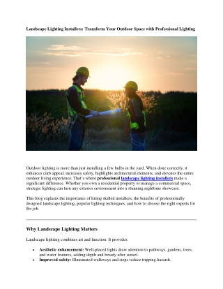 Landscape Lighting Installers