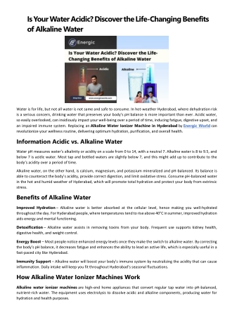 Is Your Water Acidic? Discover the Life-Changing Benefits of Alkaline Water