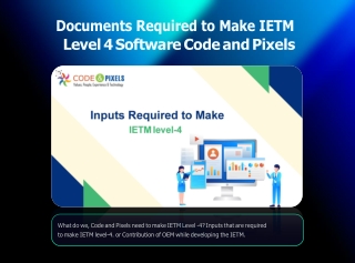 Documents Required to Make IETM Level 4 Software Code and Pixels