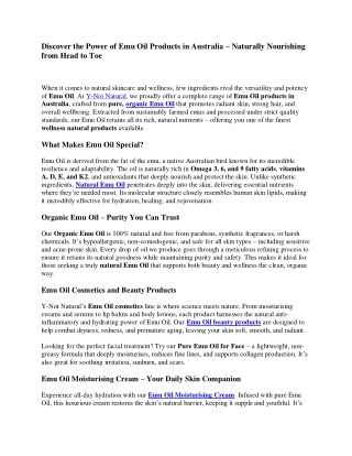 Discover the Power of Emu Oil Products in Australia – Naturally Nourishing from