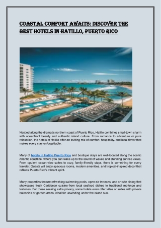 Coastal Comfort Awaits Discover the Best Hotels in Hatillo, Puerto Rico