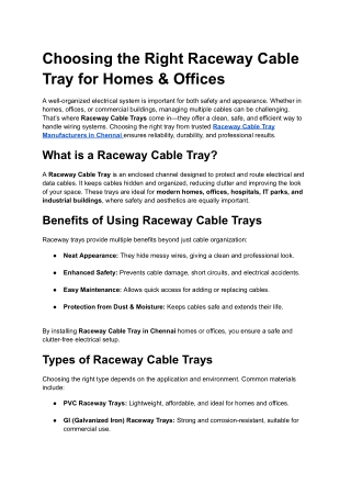 Why Industries Prefer Ladder Type Cable Trays for Heavy Cable Support