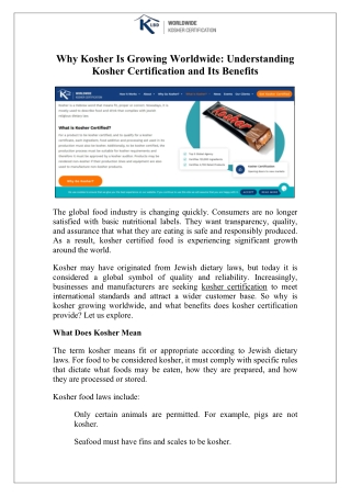 Why Kosher Is Growing Worldwide Understanding Kosher Certification and Its Benefits