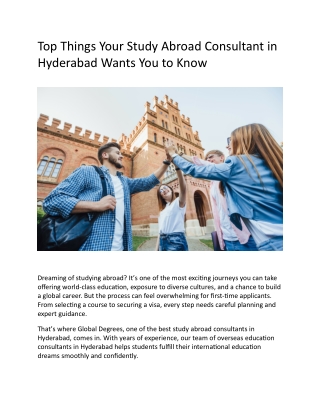 Top Things Your Study Abroad Consultant in Hyderabad Wants You to Know