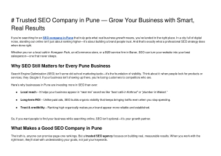 Trusted SEO Company in Pune Grow Your Business with Smart Real Results