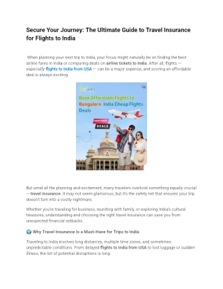 Secure Your Journey: The Ultimate Guide to Travel Insurance for Flights to India