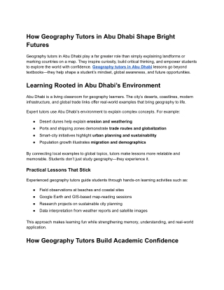 How Geography Tutors in Abu Dhabi Shape Bright Futures