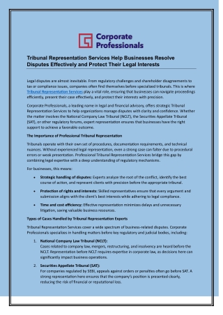 Tribunal Representation Services Help Businesses Resolve Disputes Effectively and Protect Their Legal Interests