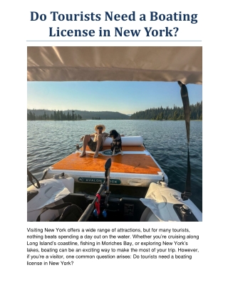 Do Tourists Need a Boating License in New York