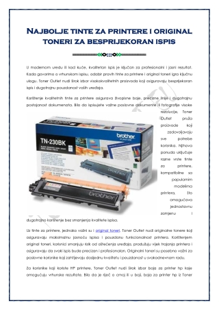 Najbolje tinte za printere i original toneri